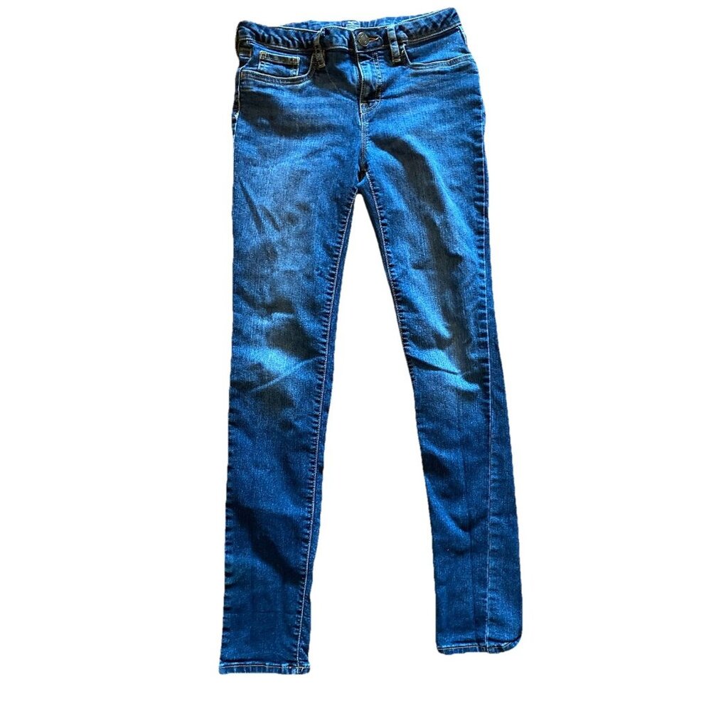 GAP KIDS Girls Super Skinny Fit Blue Stretch Denim Straight Leg Jeans Size 14